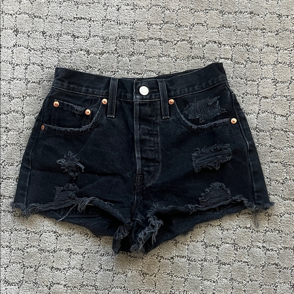 Levi's Black Distressed Jean Shorts